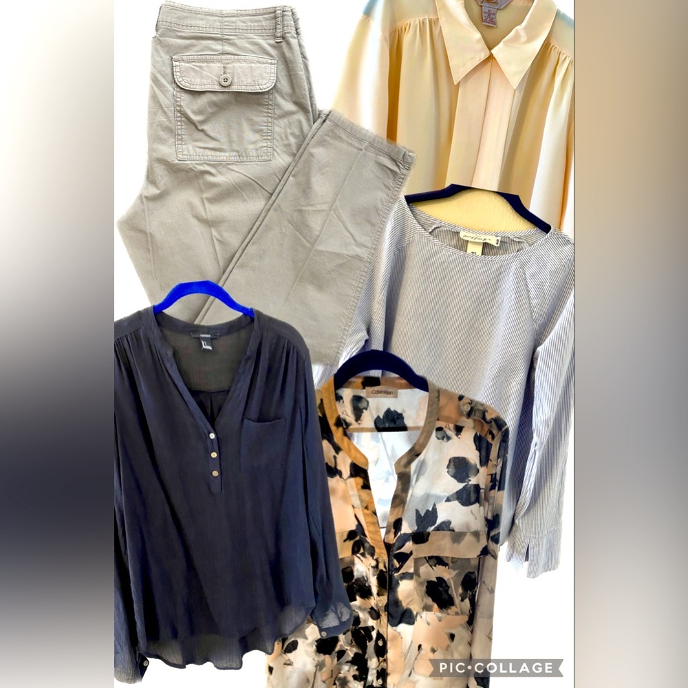 5 For $12 LOT Sz Large Blouse Capri Liz Claiborne Calvin Klein H&M Forever21